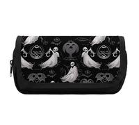 HETVBNS Halloween Goth Pencil Case Extra Large, Double Layer Pencil Pouch with Zipper, Portable Cosmetic Bags for Travel, Office Stationery Organizer for Women Men