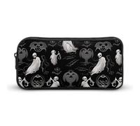 HETVBNS Halloween Goth Pencil Case Large Capacity, Durable Pencil Pouch Portable Small Cosmetic Bag with Metal Zipper, Simple Makeup Pouch Aesthetic Toiletry Bag for Travel Office