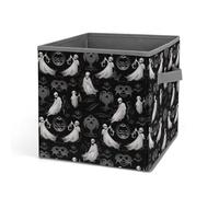 HETVBNS Halloween Goth Storage Bins 10.6 Inch, Oxford Fabric Foldable Storage Cube Organizer Basket with Handles, Fabric Bins for Closet Shelves, Toys, Clothes, Books, Bedroom