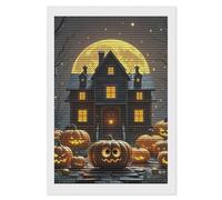 HETVBNS Halloween Night Diamond Painting Kits for Adults, Full Round Drill DIY Diamond Art for Beginners, 5D Gem Art and Crafts for Home Wall Decor 8"x12"