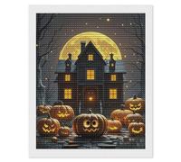 HETVBNS Halloween Night Diamond Painting Kits for Adults, Full Round Drill DIY Diamond Art for Beginners, 5D Gem Art and Crafts for Home Wall Decor 16"x20"