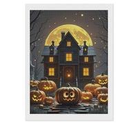 HETVBNS Halloween Night Diamond Painting Kits for Adults, Full Round Drill DIY Diamond Art for Beginners, 5D Gem Art and Crafts for Home Wall Decor 12"x16"