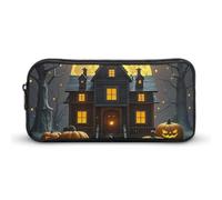 HETVBNS Halloween Night Pencil Case Large Capacity Zipper Pouch, Durable Pencil Box Organizer, Portable Small Cosmetic Bag for Office, Travel