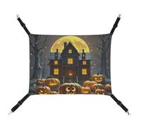 HETVBNS Halloween Night Pet Hammock for Cats & Dogs, Soft Breathable Canvas Hanging Hammock with Adjustable Straps, Comfortable & Durable Hanging Bed for Small to Medium Pets
