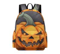 HETVBNS Halloween Pumpkin Backpack for Men Women, Durable Oxford Cloth Laptop Backpack, Lightweight Minimalism Bookbag for Work, Travel