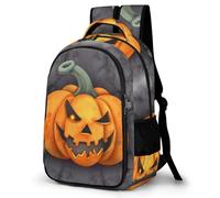 HETVBNS Halloween Pumpkin Backpack with Multiple Pockets, Large Capacity Laptop Backpack Unisex Durable Daypack for Travel, Work