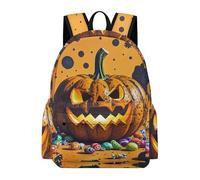 HETVBNS Halloween Pumpkin Monster Backpack for Men Women, Durable Oxford Cloth Laptop Backpack, Lightweight Minimalism Bookbag for Work, Travel