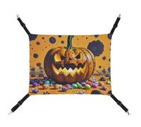 HETVBNS Halloween Pumpkin Monster Pet Hammock for Cats & Dogs, Soft Breathable Canvas Hanging Hammock with Adjustable Straps, Comfortable & Durable Hanging Bed for Small to Medium Pets