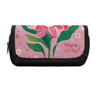 HETVBNS Happy Mother Day Pencil Case Extra Large, Double Layer Pencil Pouch with Zipper, Portable Cosmetic Bags for Travel, Office Stationery Organizer for Women Men