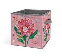 HETVBNS Happy Mother Day Storage Bins 10.6 Inch, Oxford Fabric Foldable Storage Cube Organizer Basket with Handles, Fabric Bins for Closet Shelves, Toys, Clothes, Books, Bedroom