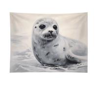 HETVBNS Harp Seal Painting Tapestry Wall Hanging - 30"x40" Aesthetic Tapestries Soft Polyester Wall Art Decor Large Tapestry for Bedroom Living Room Dorm Backdrop, Hanging Kit Included