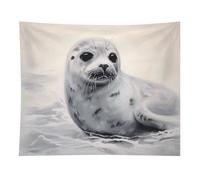 HETVBNS Harp Seal Painting Tapestry Wall Hanging - 50"x60" Aesthetic Tapestries Soft Polyester Wall Art Decor Large Tapestry for Bedroom Living Room Dorm Backdrop, Hanging Kit Included
