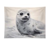 HETVBNS Harp Seal Painting Tapestry Wall Hanging - 60"x80" Aesthetic Tapestries Soft Polyester Wall Art Decor Large Tapestry for Bedroom Living Room Dorm Backdrop, Hanging Kit Included