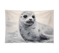 HETVBNS Harp Seal Painting Tapestry Wall Hanging - 60"x90" Aesthetic Tapestries Soft Polyester Wall Art Decor Large Tapestry for Bedroom Living Room Dorm Backdrop, Hanging Kit Included