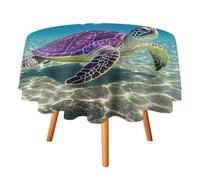 HETVBNS - Hawaii Purple Sea Turtle Tablecloth, Wrinkle and Stain Resistant Polyester Round Tablecloth 60 x 60 Inch, Elegant Decor for Dining, Party, Patio