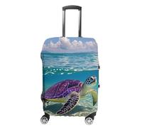 HETVBNS Hawaii with Purple Sea Turtle Luggage Cover, Elastic Luggage Protector Fits 19-32in Suitcases, Washable & Anti-Scratch Suitcase Cover for Men Women, style, Small, Classic