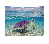 HETVBNS Hawaii with Purple Sea Turtle Tapestry Wall Hanging - 30"x40" Aesthetic Tapestries Soft Polyester Wall Art Decor Large Tapestry for Bedroom Living Room Dorm Backdrop, Hanging Kit Included