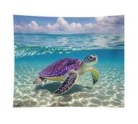 HETVBNS Hawaii with Purple Sea Turtle Tapestry Wall Hanging - 50"x60" Aesthetic Tapestries Soft Polyester Wall Art Decor Large Tapestry for Bedroom Living Room Dorm Backdrop, Hanging Kit Included