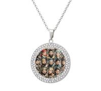 HETVBNS - Heroes Necklace with Water Margin, Round Alloy Pendant with Diamond, Elegant Pendant Necklace for Women Men, Una talla, Metal, Alloy.