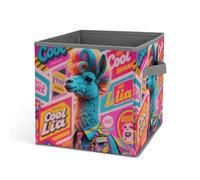 HETVBNS Hippie Sheep Storage Bins 10.6 Inch, Oxford Fabric Foldable Storage Cube Organizer Basket with Handles, Fabric Bins for Closet Shelves, Toys, Clothes, Books, Bedroom