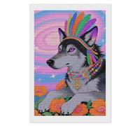 HETVBNS Hippie Wolf Diamond Painting Kits for Adults, Full Round Drill DIY Diamond Art for Beginners, 5D Gem Art and Crafts for Home Wall Decor 8"x12"