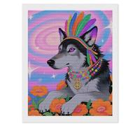 HETVBNS Hippie Wolf Diamond Painting Kits for Adults, Full Round Drill DIY Diamond Art for Beginners, 5D Gem Art and Crafts for Home Wall Decor 16"x20"