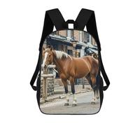 HETVBNS Horse in The Street Backpack for Women Men, Durable 600D Polyester Bookbag with Large Capacity, Lightweight 17 Inch Laptop Backpack Minimalism Casual Daypack for Work, Travel