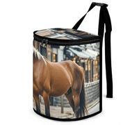 HETVBNS Horse in The Street Car Trash Can with Lid, Leakproof Hanging Automotive Trash Bin, Waterproof Garbage Storage Bag for Vehicles, RV, Bathroom, Office