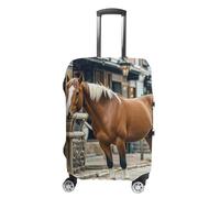 HETVBNS Horse in The Street Luggage Cover, Elastic Luggage Protector Fits 19-32in Suitcases, Washable & Anti-Scratch Suitcase Cover for Men Women, style, XL, Classic