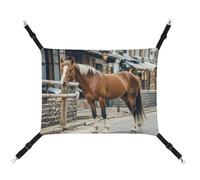 HETVBNS Horse in The Street Pet Hammock for Cats & Dogs, Soft Breathable Canvas Hanging Hammock with Adjustable Straps, Comfortable & Durable Hanging Bed for Small to Medium Pets