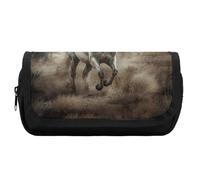 HETVBNS Horse Running in Field Pencil Case Extra Large, Double Layer Pencil Pouch with Zipper, Portable Cosmetic Bags for Travel, Office Stationery Organizer for Women Men