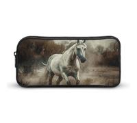HETVBNS Horse Running in Field Pencil Case Large Capacity Zipper Pouch, Durable Pencil Box Organizer, Portable Small Cosmetic Bag for Office, Travel