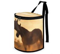 HETVBNS Horses in Love Car Trash Can with Lid, Leakproof Hanging Automotive Trash Bin, Waterproof Garbage Storage Bag for Vehicles, RV, Bathroom, Office