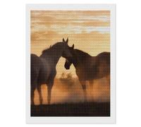 HETVBNS Horses in Love Diamond Painting Kits for Adults, Full Round Drill DIY Diamond Art for Beginners, 5D Gem Art and Crafts for Home Wall Decor 12"x16"