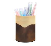 HETVBNS Horses in Love Pen Holder for Desk PU Leather Round Desk Organizer Multifunctional Makeup Brush Storage Aesthetic Desktop Supplies Stylish Pencil Holder for Office & Home