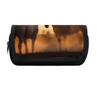 HETVBNS Horses in Love Pencil Case Extra Large, Double Layer Pencil Pouch with Zipper, Portable Cosmetic Bags for Travel, Office Stationery Organizer for Women Men