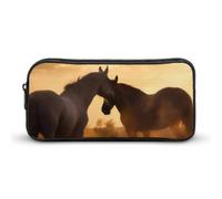 HETVBNS Horses in Love Pencil Case Large Capacity, Durable Pencil Pouch Portable Small Cosmetic Bag with Metal Zipper, Simple Makeup Pouch Aesthetic Toiletry Bag for Travel Office