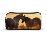 HETVBNS Horses in Love Pencil Case Large Capacity Zipper Pouch, Durable Pencil Box Organizer, Portable Small Cosmetic Bag for Office, Travel