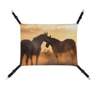 HETVBNS Horses in Love Pet Hammock for Cats & Dogs, Soft Breathable Canvas Hanging Hammock with Adjustable Straps, Comfortable & Durable Hanging Bed for Small to Medium Pets