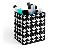 HETVBNS Houndstooth Black Pen Holder for Desk - PU Leather Square Desk Organizer Travel Makeup Brush Storage Stylish Pencil Holder Desktop Stationery Organizer for Office & Home