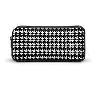 HETVBNS Houndstooth Black Pencil Case Large Capacity, Durable Pencil Pouch Portable Small Cosmetic Bag with Metal Zipper, Simple Makeup Pouch Aesthetic Toiletry Bag for Travel Office