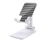 HETVBNS Houndstooth Black Phone Stand for Desk - Adjustable & Foldable Tablet Stand Portable Cell Phone Stand Holder Compatible with 4-13" Smartphones, Tablets