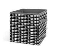 HETVBNS Houndstooth Black Storage Bins 10.6 Inch, Oxford Fabric Foldable Storage Cube Organizer Basket with Handles, Fabric Bins for Closet Shelves, Toys, Clothes, Books, Bedroom