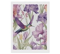 HETVBNS Hummingbirds Irises Flowers Diamond Painting Kits for Adults, Full Round Drill DIY Diamond Art for Beginners, 5D Gem Art and Crafts for Home Wall Decor 12"x16"