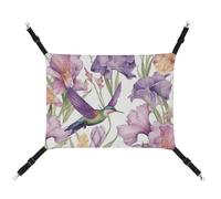 HETVBNS Hummingbirds Irises Flowers Pet Hammock for Cats & Dogs, Soft Breathable Canvas Hanging Hammock with Adjustable Straps, Comfortable & Durable Hanging Bed for Small to Medium Pets