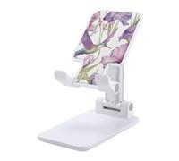 HETVBNS Hummingbirds Irises Flowers Phone Stand for Desk - Adjustable & Foldable Tablet Stand Portable Cell Phone Stand Holder Compatible with 4-13" Smartphones, Tablets