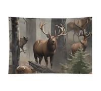 HETVBNS Hunting Deer Bear Elk Tapestry Wall Hanging - 40"x60" Aesthetic Tapestries Soft Polyester Wall Art Decor Large Tapestry for Bedroom Living Room Dorm Backdrop, Hanging Kit Included