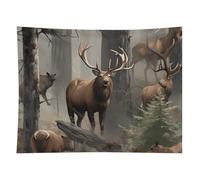 HETVBNS Hunting Deer Bear Elk Tapestry Wall Hanging - 60"x80" Aesthetic Tapestries Soft Polyester Wall Art Decor Large Tapestry for Bedroom Living Room Dorm Backdrop, Hanging Kit Included