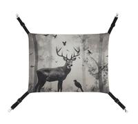 HETVBNS Hunting Silhouette of Deer Pet Hammock for Cats & Dogs, Soft Breathable Canvas Hanging Hammock with Adjustable Straps, Comfortable & Durable Hanging Bed for Small to Medium Pets