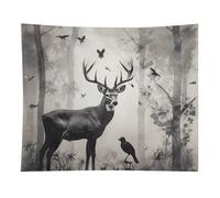 HETVBNS Hunting Silhouette of Deer Tapestry Wall Hanging - 50"x60" Aesthetic Tapestries Soft Polyester Wall Art Decor Large Tapestry for Bedroom Living Room Dorm Backdrop, Hanging Kit Included